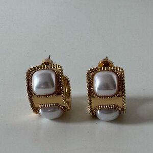 Elegant Gold and White Earrings